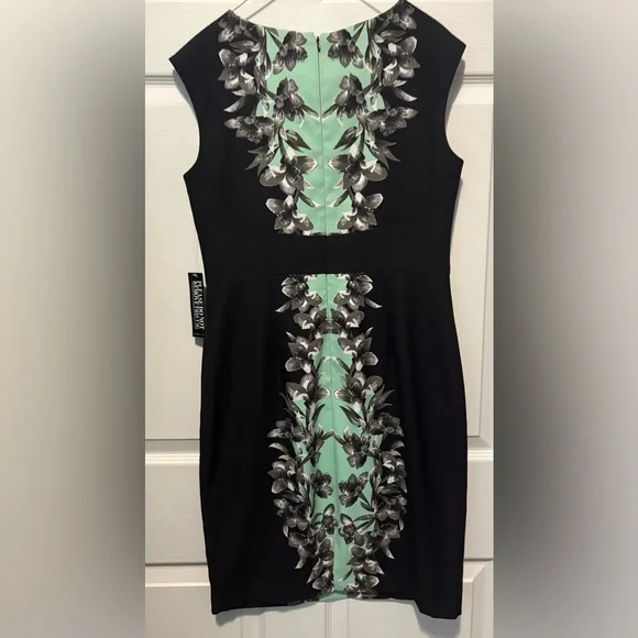 New York & Company Black and Green Floral Midi Dress - Picture 4 of 5